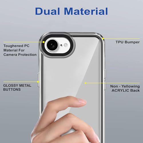 Image of Zapcase Back Case Cover for iPhone 16e | Compatible for iPhone 16e Back Cover | Case Cover with Camera Protection | (TPU + PC | Translucent Black)