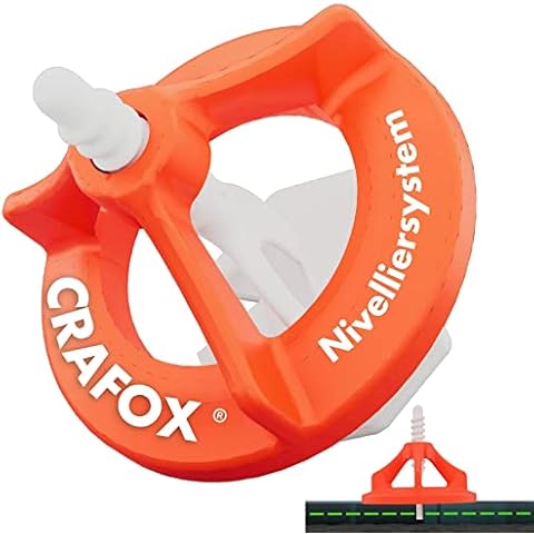 CRAFOX® Fliesen Nivelliersystem SET | 3mm Fugen - 250 tlg | das Tool für ein perfektes Fugenbild | Nivelierset 100x Gewindelaschen & 100x Zughauben | Verlegehilfe Werkzeug | + 50x Fliesenkreuze Cover
