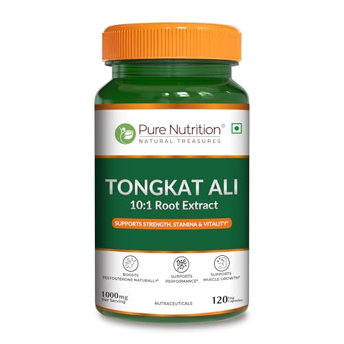 Image of Pure Nutrition Organic Tongkat Ali 1000mg | 120 Veg Capsules | Supports Male Wellness | Boosts Energy, Immunity & Stamina | Enhances Stress Tolerance | Natural Herbal Supplement | Gluten-Free