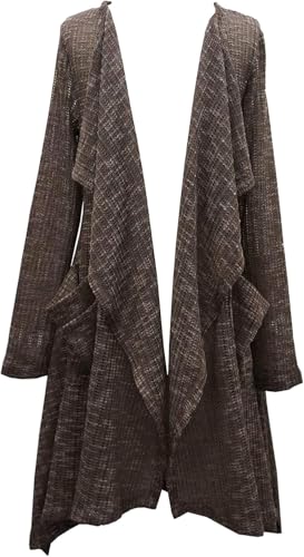 Big Girls Tween Fashion Long Cardigan Sweater/Duster, Brown 104
