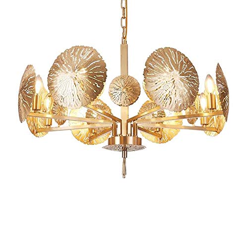 Luminaire suspendu réglable LiChA chandelier doré 8 branches pour séjour