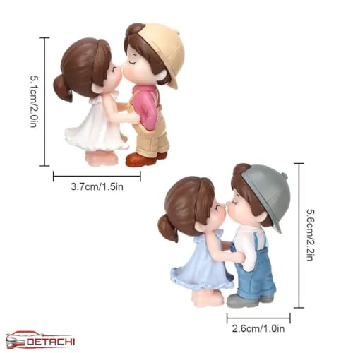 Image of DETACHI Car Dashboard Couple Showpiece Figurine Toys Gift with 4 Resin Adhesive Stickers for Car Lovers, Adorable Accessories for Interior Car Decoration