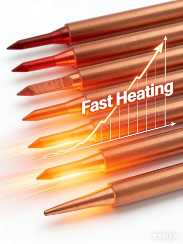 Image of 6Pcs Pure Copper Solder Tips Set for 936 Soldering Iron Handles, Pointed, Knife, Horseshoe, Flat Tips, with Quick Heat Up, Non Magnetic, Suitable for Speaker Welding soldering iron tips soldering tips