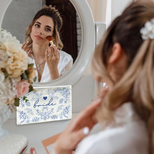 LADY&HOME Bride Makeup Bag Blue Bride Bag for Bridal Shower Wedding Engagement Gifts4