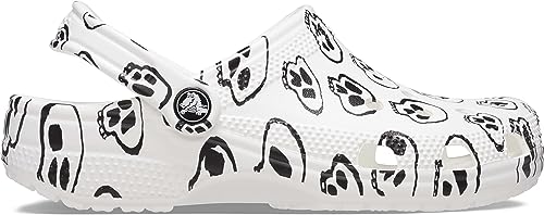 Image of Crocs Unisex Classic Clog - Seasonal Graphic White /Black Skull Print Men's 2, Women's 4 Medium
