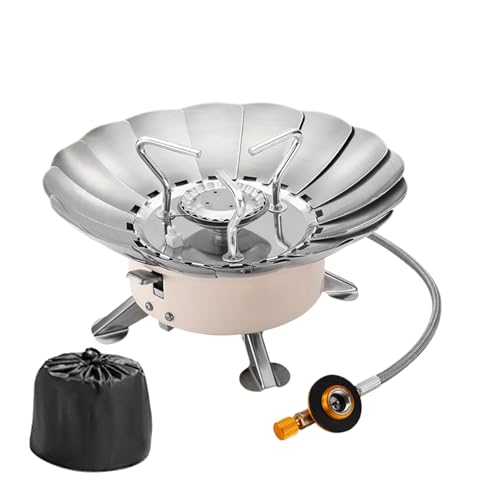 Brûleur de camping pliable anti-vent doté d'une protection fleur réglable - 2