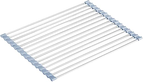 Seropy Roll Up Dish Drying Rack, Over The Sink Dish Drying Rack Kitchen Rolling Dish Drainer, Foldable Sink Rack Mat Stainless Steel Wire Dish Drying Rack For Kitchen Sink Counter (17.5''X11.8'') #TOP6