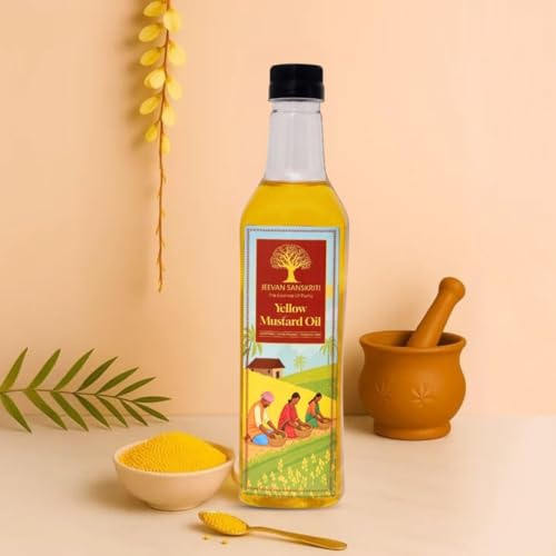 Image of Jeevan Sanskriti 100% Pure Yellow Mustard Oil 1L | Cold-Pressed Lakdi Ghani | Traditional | Natural & Unrefined Cooking | Massage Oil