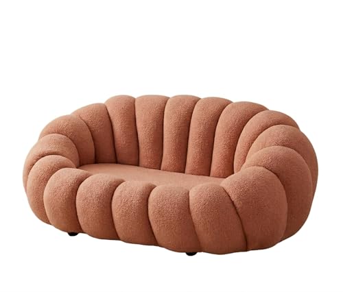 Image of CRAFTCITY Pumpkin Style Wooden Sofa, Contemporary Modern & Cozy Accent Chair for Living Room (Pink, 6 Seater Sofa Set)