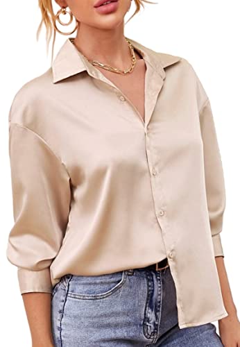 Image of Bowrain Satin Silk Fabric Spread Collar Full Sleeve Top Shirt for Women and Girl