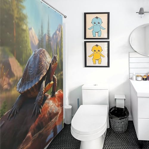 Rideau de douche tortue de mer imperméable lavable avec crochets
