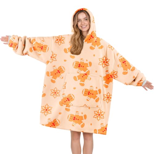 Sweat à Capuche Couverture Portable Unisexe Pull Plaid à Manche Motif Noël