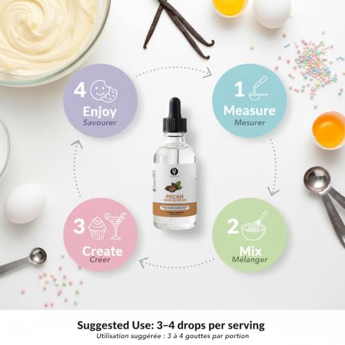Image of Dolce Flav Natural Pecan Extract - Concentrated Flavoring for Baking, Candy Making & Beverages - Water Soluble Liquid Flavor Drops - Professional Strength Food Grade Flavoring - 2 Fl Oz