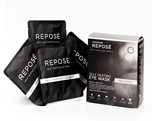 REPOSE Steam Eye Mask - Instant, Self-Heating Sleep Mask - Eye Strain Relief Mask to Help Reduce Eye Puffiness & Soothe Tired Eyes | Unscented, Single Use, Travel Friendly Warm Eye Mask - 10 Count