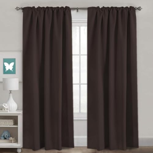 Image of H.VERSAILTEX Blackout Curtains Thermal Insulated Window Treatment Panels Room Darkening Blackout Drapes for Living Room Back Tab /Rod Pocket Bedroom Draperies, 52 x 90 Inch, Chocolate Brown, 2 Panels