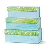 Soul & Lane Watercolor Decorative Storage Boxes with Lids - Set of 3 - Lakeside Meadow Whisper: Floral Memory Keepsake Boxes with Magnetic...