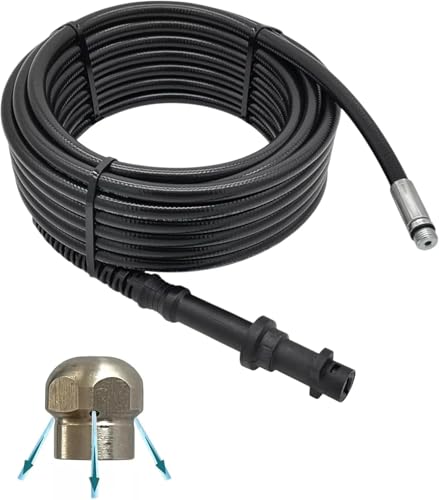 M&M Smartek - Manguera de limpieza de tuberías (50 m, compatible con Kärcher Home K2 K3-K7, juego de limpieza de tuberías en espiral (boquilla para racks)