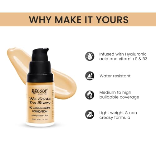 Image of Recode HD Luminous Matte Foundation 30 ML | 03 | SINDHU