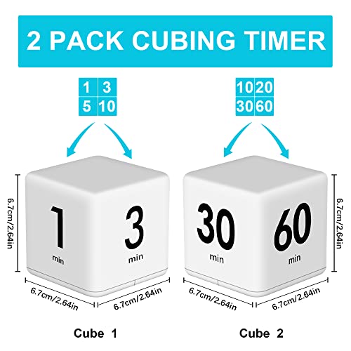 Joyit 2 Pcs Cube Timer Set - 2.6 Inch Gravity Sensor Flip Digital Timers For Countdown And Time Management, Featuring 1-10 Minute And 15-60 Minute Settings For Kids And Adults #TOP1