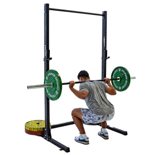 Fringe Sport Garage Series Squat Rack with Pull Up Bar - Compact 4'x4' Power Rack for Home Gym, Versatile Squat Cage for Powerlifting and Strength Training, 750lb Squat Rack Weight Capacity