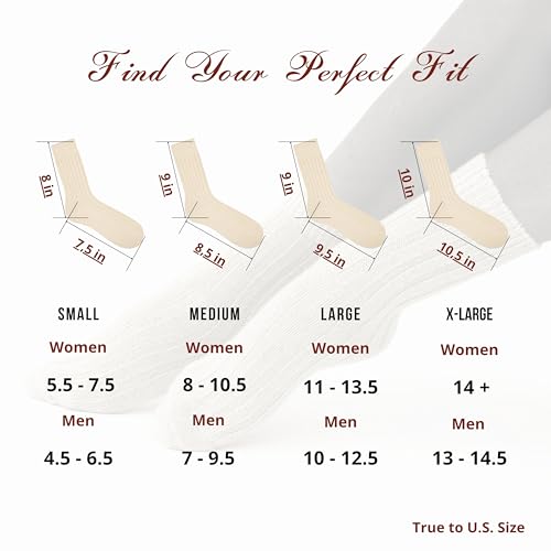 Image of 92% Merino Wool Socks Crew Cozy Heavyweight Home Travel Outdoor Super- Soft Socks, 100% Made in Mongolia