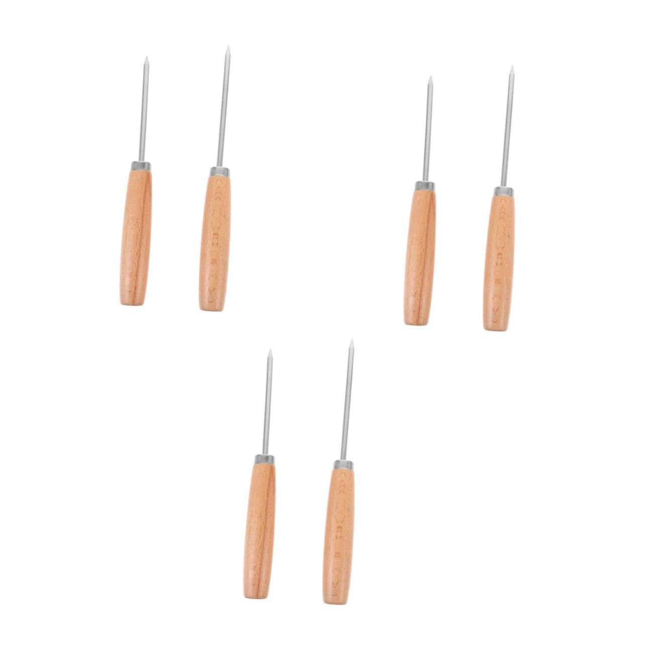 SOLUSTRE 3sets Stainless Steel Ice Pick with Handle Practical Ice Remover for Home and Kitchen Use 2pcs*3