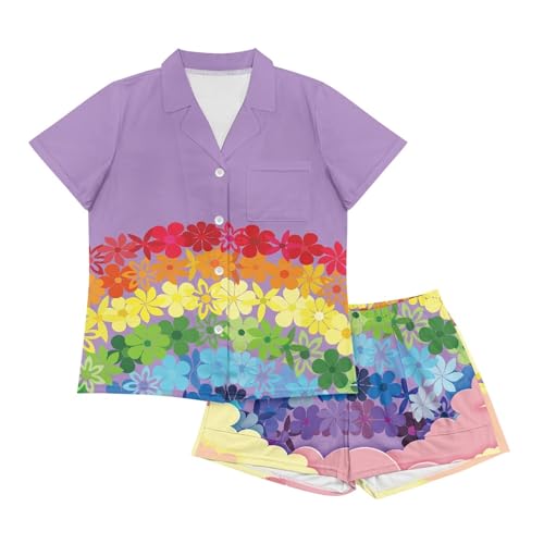Image of Pjs Womens Short Sleeve Button Down Pajamas Set Two-Piece Nightwear with Pockets