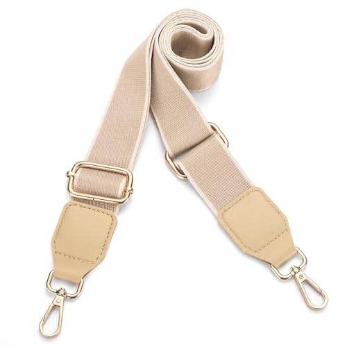 Image of Hamdecro Purse Straps Replacement Crossbody, Universal Wide Shoulder Strap for Bags Adjustable Straps for Handbags, Gold Buckle - Apricot