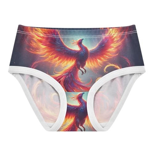 Fire Phoenix Stunning Birds Toddler Girls Panties, Girls Underwear Cotton, 2T–8 Years