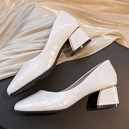 HuangTaiJi Qing Women's Leopard Block Heeled Pumps Classic Square Toe Vintage Mid Thick Heels for Fashion Ladies3