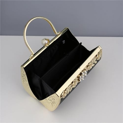 Sacs de soirée dorés luxe avec strass et imprimé fleuri chic
