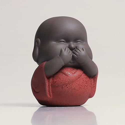 Miniatura 3 de Houlu Tres monjes sabios, estatuas de cerámica de Buda bebé, Hear No Evil See No Evil See No Evil Speak No Evil Statues, juego de 3 figuras de Buda