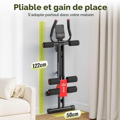 FLYBIRD Appareil pour abdominaux - Appareil de musculation abdominale réglable - Pour entraînement complet du corps à la maison - Pour sculpter la silhouette - Capacité de charge de 150 kg (Rouge) – vue 3