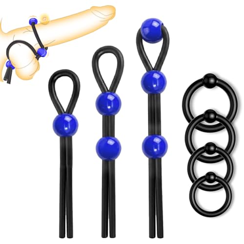 Image of Penis Ring Silicone Cock Ring Set Adjustable Cockring Sex Toys 7 PCS Cock Rings for Men Erection Long Lasting Stronger Adult Toys Cock Sexual Stimulation Device for Men or Couple