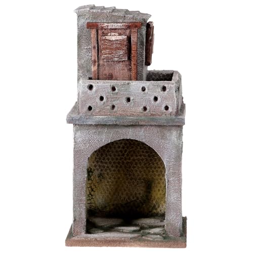 Holyart Maison avec étable et Balcon 25x15x10 cm pour crèche de 10 cm