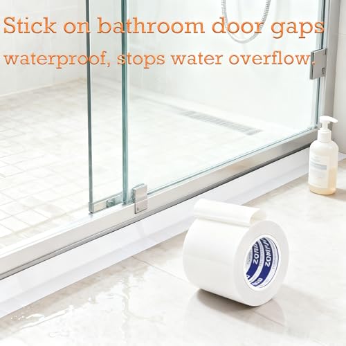 Image of ZOMPAGO Duct Tape Heavy Duty Waterproof, White 3.2 inch x 66FT, Tear by Hand, No Residue, Strong Adhesive, All-Weather for Indoor Outdoor Repair, Pipe Leak, RV, Roof, Camping