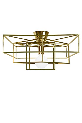 Lampe de plafond Cube en métal cuivré E27 46cm
