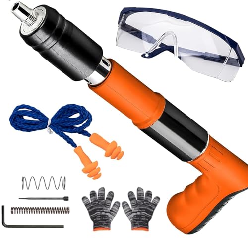 Concrete Nail Gun Kit 5 Gear Adjustable Mini Manual Steel Nailer Gun for Concrete and Brick Wall Fastening Rivet Tool Wall Nailer Shooting Machine for Wall Household Decor Orange (No Nails)