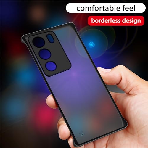 Image of Amazon Basics TPU+PC Cover for Vivo V29 Pro 5G, Vivo V29 5G |Hybrid Frameless|Full Camera Protection|Raised Edges|Frosted Matte Translucent Bumper Case(Black)