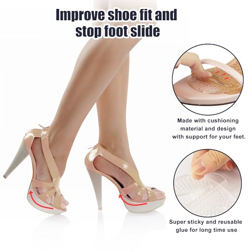 Image of SIIHEA Metatarsal Pads Ball of Foot Cushions, Heel Inserts for Women, Foot Pain High Heel Comfort Shoe Filler, Heel Pads Grips for Shoe Too Big, Loose Shoes, Blisters (2PairsClear)