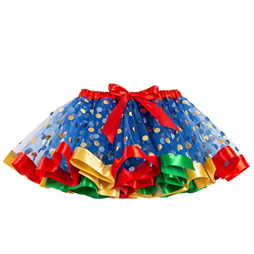Baby Girls Layered Tutu Skirt Toddler Polka Dots Tulle Tutus Soft Tiered Skirts Ballet Dance Party (Blue, 2-4 Years)