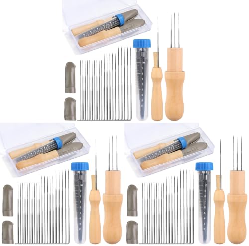 Image of Yizzvb Needle Felting Tools, 4 Sizes Felting Needles with Needle Bottle Felting Tool Holders, Complete Needle Felting Tools Kit Needle Felting Supplies for Beginner Professional (Pack of 3)