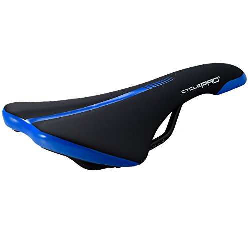 CYCLE PRO 自転車 サドル エントリーロード向け クッション性 ブラック/ブルー 284g スチールレール ロード マウンテン MTB クロスバイク CP-SD1623