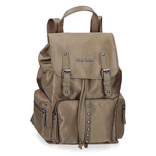 Pepe Jeans Roxanne Mochila Beige 25x35x13 cms Nailon y Piel Sintética 11.38L