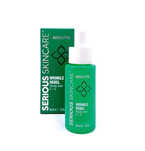 Serious Skincare Absolutes Wrinkle Rebel Anti-Aging Facial Serum - Vitamins C + E - Bakuchiol Extract - Stimulate Collagen & Elastin Production 1 Oz. (1Pack) #TOP4