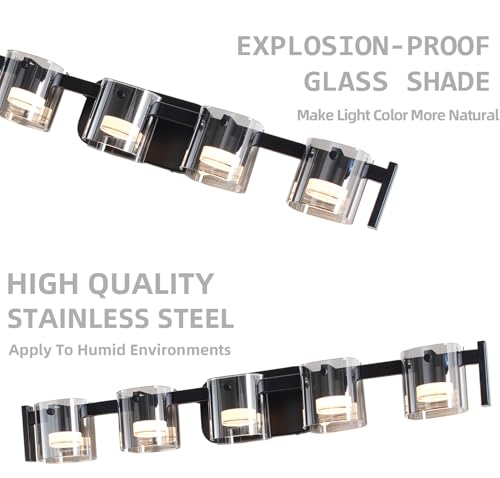 TYhogar 33.4" Modern Black Bathroom Vanity Light 5 Light Bathroom Light fixtures Cordless  - image 3
