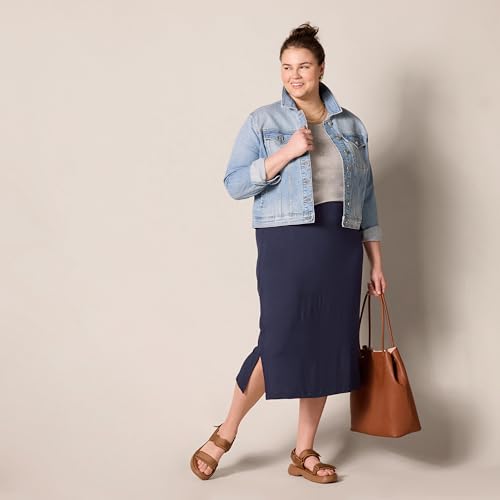 Image of Amazon Essentials Women's Pull-On Knit Midi Skirt with Elastic Waist, Stretchy (Available in Plus Size)