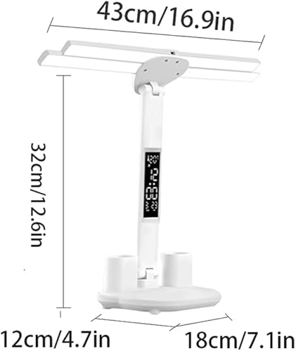 Miniatura 6 de Lámpara de escritorio LED con reloj, lámpara de estudio plegable, 3 modos de iluminación, lámpara de mesa regulable para el cuidado de los ojos,