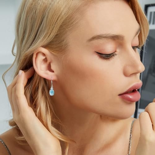 Larimar Dangle Earrings, 925 Sterling Silver Gemstone Larimar Drop Earrings for Women3