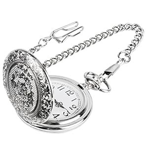 Taschenuhr, Vintage Taschenuhr mit Kette, Arabisch Ziffern Quarz Taschenuhr für Männer Frauen Vater Opa Geburtstag Jahrestag